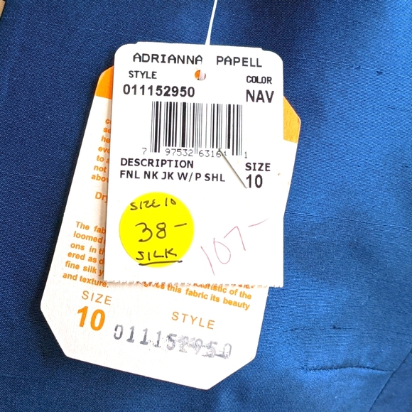 Couture Adrianna Papell 3Pc Cobalt Blue Silk Suit - Picture 13 of 13